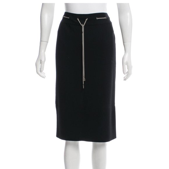 CHANEL classic black skirt with chain accent belt cc - Picture 1 of 4